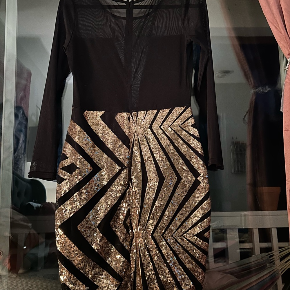 Black and Gold Sequin Dress